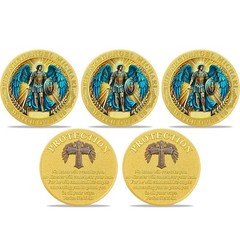 5pcs Saint Michael Archangel Prayer Medal Psalm 91:10-11 Shield of Faith Tokens