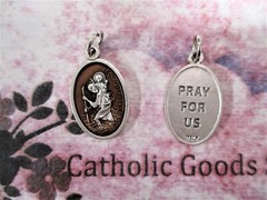 St. Saint Christopher – Brown Enamel – Silver-tone Italian OX 1″ Medal