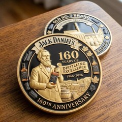 Jack Daniel’s 160th Anniversary Coin 1866-2026 Whiskey Distillery Challenge Coin