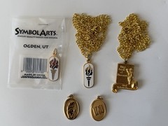 LDS Young Women Personal Progress Pendant Gold Tone Vintage Book Of Mormon 5 Pin