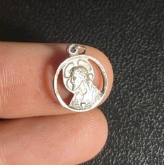 1.2 Grams Vintage HMH Jesus Medal Sterling Silver 925 Religious Holy Nazareth