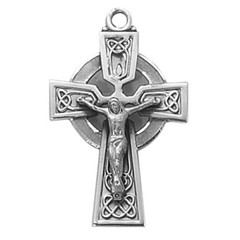 Celtic Cross 1 1/4″ Italian Hand Crafted Silver Shield Protection Pendant