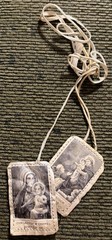 Old Brown Scapular of Our Lady of Mt Carmel Pray for Us w/ St Saint Simon Stock