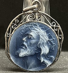 France 1910´ antique Ecce Homo Jesus Art Nouveau silver & enamel pendant