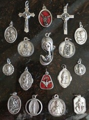 Catholic Lot Silver Plated Religious Medals, As Shown, Italy, Some Enamel