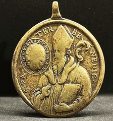 Italy Rome 1700´ St. Benedict amazing antique bronze original ancient 37 grams