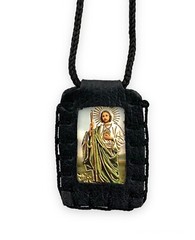 St Jude Black Scapular Necklace Collar Escapulario Cafe San Judas Tadeo Gift