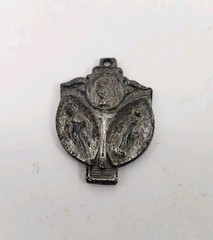 Vintage St Christopher Mary Catholic 3-Way Cross Medal Silver Tone Metal 1″