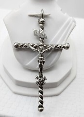 Antique Old Vintage Hand Wrought Sterling Silver Jesus Crusifix Skull Crossbones
