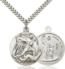 Sterling Silver St Saint Michael The Archangel Medal Pendant Necklace W/ Chain