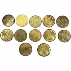 Lot of 12 Vintage Brass Tone Angel Prayer Coins Religious Pocket Tokens Medals