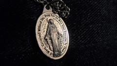 Miraculous Medal necklace-silver tone-mixed metals-10 inch chain-China