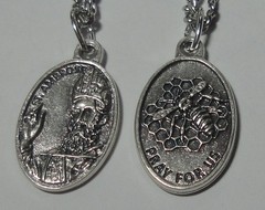 St Ambrose the «Honey-Tongued Doctor» Holy Medal & Chain – Candlemakers & Bees