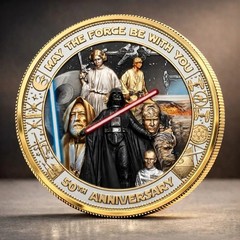 Star Wars 50th Anniversary Challenge Coin Darth Vader Luke Leia Spock Medal Gift