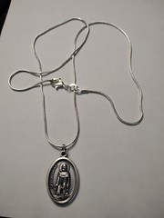 Saint Peregrine Medal Necklace 925 Sterling Silver Snake Chain + Prayer card