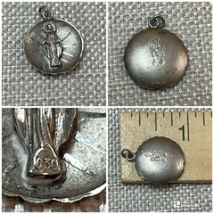 Vintage Sterling Silver Virgin Mary Necklace Pendant Catholic Miraculous Medal