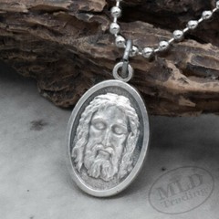 Holy Face Of Jesus Have Mercy On Us Medal Pendant Necklace Italy w 24 Ball Chain