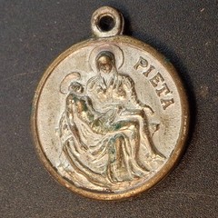 Vintage Michaelangelo Pieta Medal Pendant Silver Plate