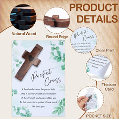 Zealor 24 Sets Wooden Pocket Cross Fidget Bulk with Greeting Card & Bag,…