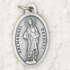 Silver Tone Saint Raphael the Archangel Medal, 1 Inch
