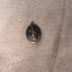 Vintage Saint St Jude Pray for Us Medal Pendant Charm Oval Silver Tone Italy