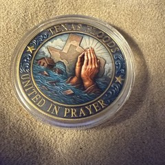Texas Floods United in Prayer Gold Plated Coin Collectible Religious Souvenir