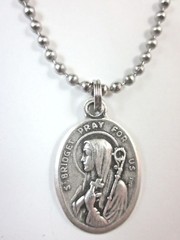 St Bridget (Brigid) Medal Italy Necklace 24″ Ball Chain Gift Box & Prayer Card