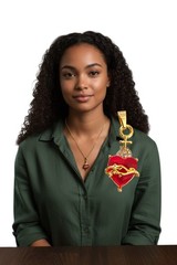 Sacred Heart of Jesus Necklace Gold color cubic zirconia jewelry for women