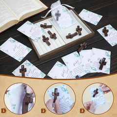 Zealor 24 Sets Wooden Pocket Cross Fidget Bulk with Greeting Card & Bag,…