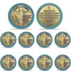 10Pcs Lion of Judah Challenge Coin Joshua 1:9 Verse Christian Inspirational Gift