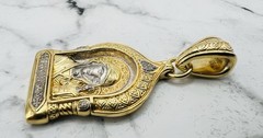 Kazan Mother of God Virgin Mary Pendant – Sterling Silver, 24K Gold Gilding