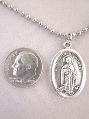 St Martin de Porres w/ Dog and Cat Medal Italy Necklace 24″ Ball Chain